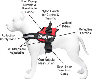 Industrial Puppy DO NOT PET Dog Vest with Hook and Loop Straps and Handle - Harness is Available in Sizes XXS to XXL - DNP Service Dog Harness Features Reflective Patch and Comfortable Mesh Design