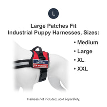 Load image into Gallery viewer, Industrial Puppy Do Not Pet Patch - Attachable Service Dog Patch with Hook and Loop Backing for Do Not Pet Dog Vest Harness or Collar - Embroidered Do Not Pet Service Dog Patches for Working Dogs