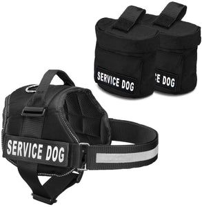 Service Dog Harness w/ 2 Removable Saddle Bags PLUS 4 "SERVICE DOG" Velcro Patches, Service Animal Vest & Dog Pack Carrier by Industrial Puppy