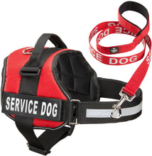 Load image into Gallery viewer, Service Dog Vest Harness w/ 2 Reflective "SERVICE DOG" Patches PLUS a Matching Leash, Service Animal Vest & Leash Set by Industrial Puppy