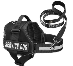 Service Dog Vest Harness w/ 2 Reflective "SERVICE DOG" Patches PLUS a Matching Leash, Service Animal Vest & Leash Set by Industrial Puppy