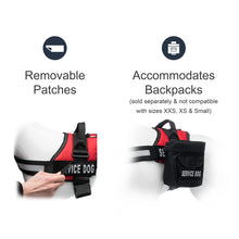 Load image into Gallery viewer, Service Dog Vest Harness w/ 2 Reflective "SERVICE DOG" Patches PLUS a Matching Leash, Service Animal Vest & Leash Set by Industrial Puppy