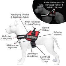 Load image into Gallery viewer, Service Dog Vest Harness with EMOTIONAL SUPPORT Patches and Matching Leash, Emotional Support Animal Vest and Matching Leash Set, by Industrial Puppy
