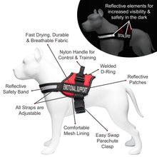 Load image into Gallery viewer, Service Dog Vest Harness with EMOTIONAL SUPPORT Patches and Matching Leash, Emotional Support Animal Vest and Matching Leash Set, by Industrial Puppy