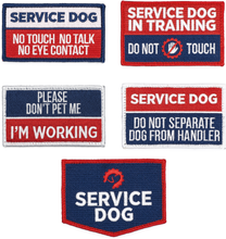 Load image into Gallery viewer, Industrial Puppy Embroidered Service Dog Patch Set of 5 Patches with Hook and Loop Backing - Service Dog Patches, Service Dog in Training Patch, Do Not Pet Patch, Do Not Separate, No Touch Patches