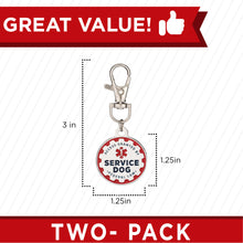 Load image into Gallery viewer, Industrial Puppy Service Dog Tag, 2 Pack: Metal Pet ID Tags for Service Animals, Emotional Support Dogs and Therapy Dogs, 1/1.25 Inch Diameter, Double Sided, Navy Lettering and Red Enamel Trim
