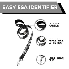 Load image into Gallery viewer, Service Dog Leash with Neoprene Handle and Reflective Silk-Screen Print in Red or Black, by Industrial Puppy

