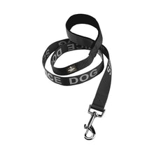 Load image into Gallery viewer, Service Dog Leash with Neoprene Handle and Reflective Silk-Screen Print in Red or Black, by Industrial Puppy
