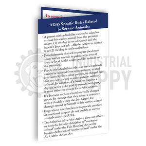 Industrial Puppy 50 ADA Service Dog Cards with Rules and Specifics of Service Animal Rights
