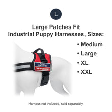 Load image into Gallery viewer, Industrial Puppy Do Not Pet Patch - Attachable Service Dog Patch with Hook and Loop Backing for Do Not Pet Dog Vest Harness or Collar - Embroidered Do Not Pet Service Dog Patches for Working Dogs
