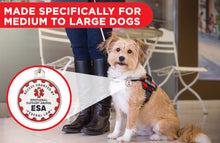 Load image into Gallery viewer, Industrial Puppy Emotional Support Dog Tag, 2 Pack: Metal Pet ID Tags for Emotional Support Dogs, ESA, and Therapy Dogs, 1/1.25 Inch Diameter, Double Sided, Navy Lettering and Red Enamel Trim
