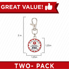 Load image into Gallery viewer, Industrial Puppy Emotional Support Dog Tag, 2 Pack: Metal Pet ID Tags for Emotional Support Dogs, ESA, and Therapy Dogs, 1/1.25 Inch Diameter, Double Sided, Navy Lettering and Red Enamel Trim
