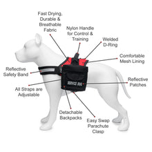 Load image into Gallery viewer, Service Dog Harness w/ 2 Removable Saddle Bags PLUS 4 &quot;SERVICE DOG&quot; Velcro Patches, Service Animal Vest &amp; Dog Pack Carrier by Industrial Puppy
