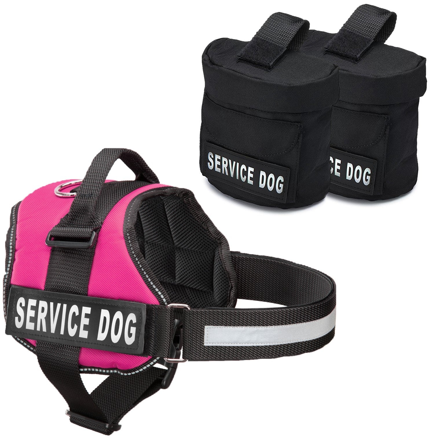 Service Dog Harness w/ 2 Removable Saddle Bags PLUS 4 SERVICE DOG