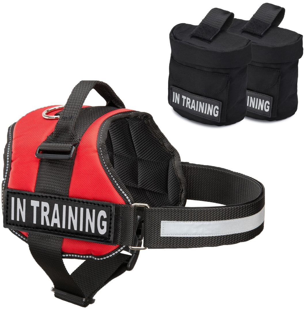 Industrial Puppy Service Dog In Training Vest With Hook and Loop Straps and Detachable Backpacks - Animal Vests From M - XXL - Service Dog Harness with Reflective Patch and Comfortable Mesh Design