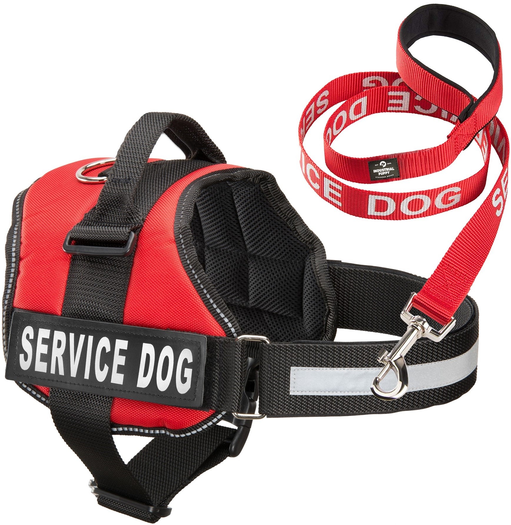 Service Dog Vest Harness w/ 2 Reflective SERVICE DOG Patches PLUS a –  Industrial Puppy
