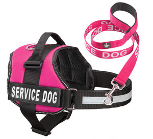 Service Dog Vest Harness w/ 2 Reflective "SERVICE DOG" Patches PLUS a Matching Leash, Service Animal Vest & Leash Set by Industrial Puppy