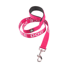 Load image into Gallery viewer, Service Dog Leash with Neoprene Handle and Reflective Silk-Screen Print in Red or Black, by Industrial Puppy

