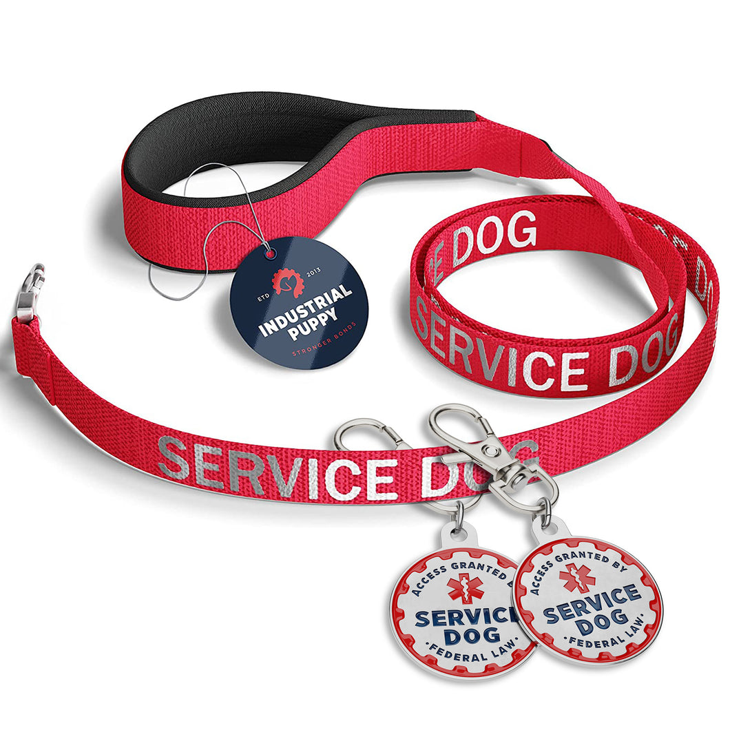 Industrial Puppy Service Dog Tags & Leash Bundle