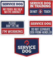 Load image into Gallery viewer, Industrial Puppy Embroidered Service Dog Patch Set of 5 Patches with Hook and Loop Backing - Service Dog Patches, Service Dog in Training Patch, Do Not Pet Patch, Do Not Separate, No Touch Patches
