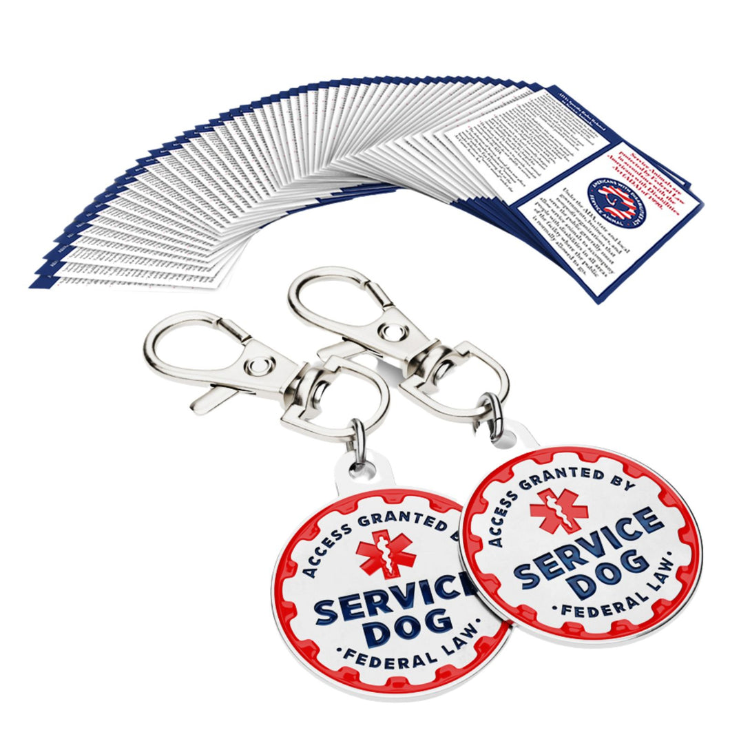 Industrial Puppy Service Dog Tags with 50 ADA Cards Bundle